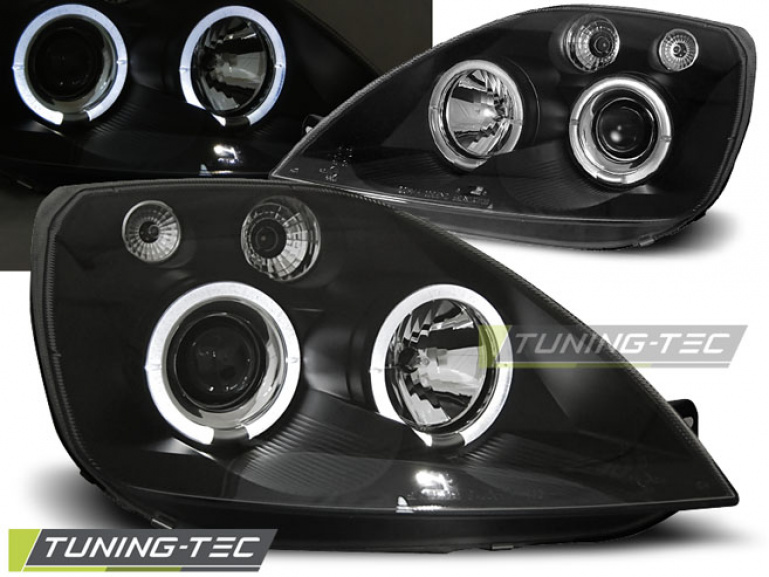 LED Angel Eyes Scheinwerfer für Ford Fiesta MK6 02-05 schwarz